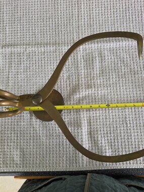 Vintage Solid Brass Wall Mount Ice Block Tongs or Paper Towel Holder